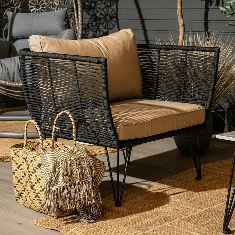 Bloomingville Mundo Nojatuoli Musta/beige 3 Bloomingville Mundo Nojatuoli Musta/beige - Image 3