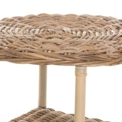 4Living Pulau Rottinkipöytä Ø50 Cm Antiikinharmaa