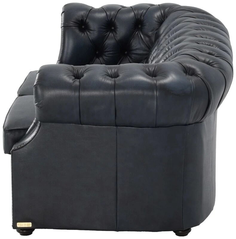 Veke Chesterfield 2-istuttava Sohva Sininen Rub-off Nahka, Wenge Jalat 5 Veke Chesterfield 2-istuttava Sohva Sininen Rub-off Nahka, Wenge Jalat - Image 5