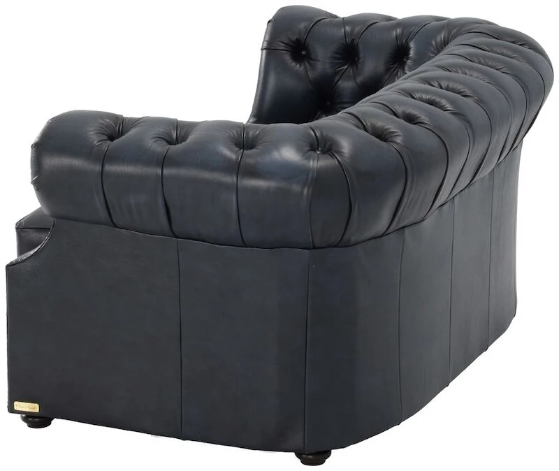 Veke Chesterfield 2-istuttava Sohva Sininen Rub-off Nahka, Wenge Jalat 3 Veke Chesterfield 2-istuttava Sohva Sininen Rub-off Nahka, Wenge Jalat - Image 3