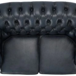 Veke Chesterfield 2-istuttava Sohva Sininen Rub-off Nahka, Wenge Jalat