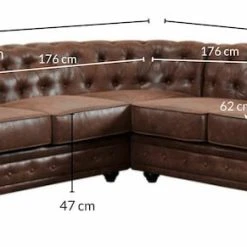Alternative view of Veke Chesterfield Vintage Kulmasohva 2K2 Tummanruskea