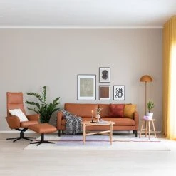 Alternative view of Veke Kaiho 3-istuttava Sohva Konjakki 7011 Nahka, Mustat Jalat