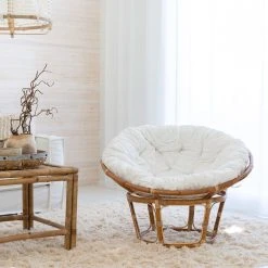 Veke Pesä Korituoli Luonnonväri Rottinki, L.valkoinen Pehmuste