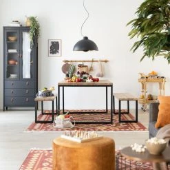 Veke Ruska Ruokapöytä 150x100 Cm Antiikkipetsattu Harjattu Ja Lakattu Mänty/musta Met -Veke Myymälä ruska 4 hengen ruokailuryhma penkeilla antiikkipetsattu musta web 7