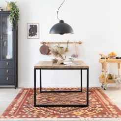 Veke Ruska Ruokapöytä 150x100 Cm Antiikkipetsattu Harjattu Ja Lakattu Mänty/musta Met