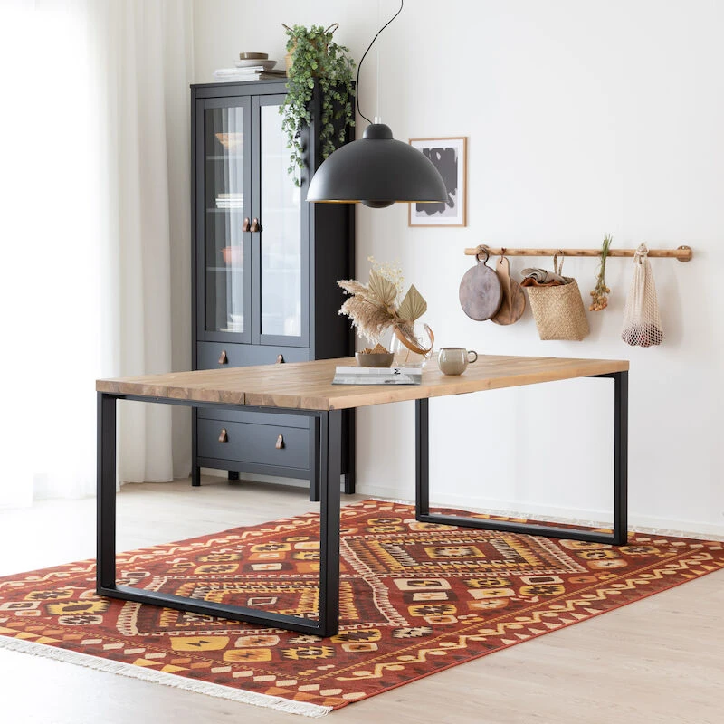 Veke Ruska Ruokapöytä 200x100 Cm Harjattu Ja Lakattu Mänty Savunharmaa/musta Metalli 3 Veke Ruska Ruokapöytä 200x100 Cm Harjattu Ja Lakattu Mänty Savunharmaa/musta Metalli - Image 3