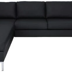 Veke Toronto U-kulmasohva Vasen Musta Madryt Noir 910 PU-keinonahka, L1-metallijalat